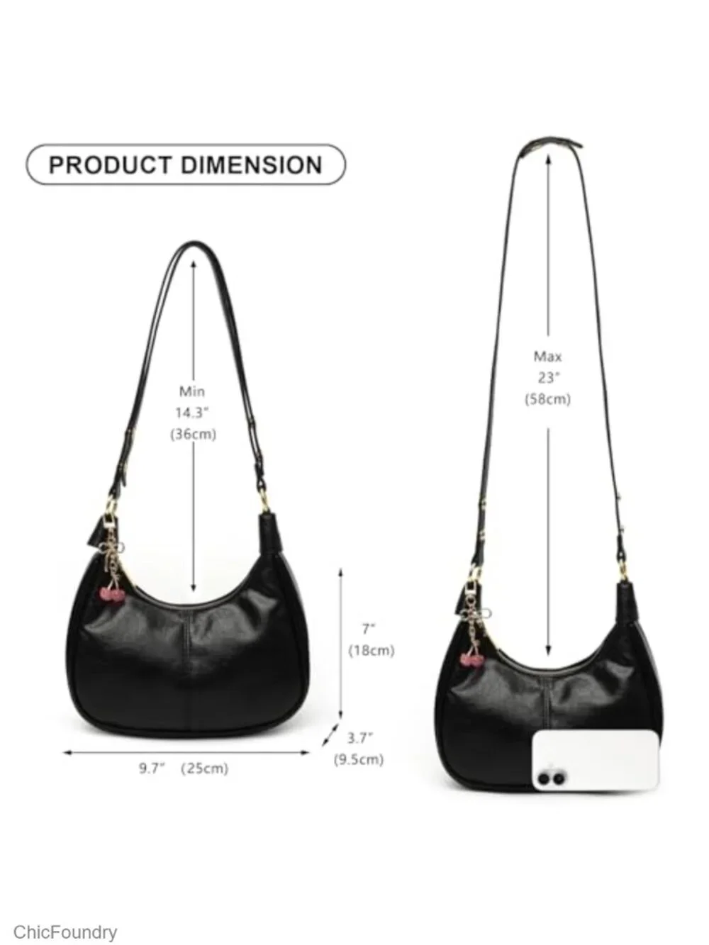Crescent Shoulder Bag Women Vegan Leather Crossbody Hobo Underarm Purse